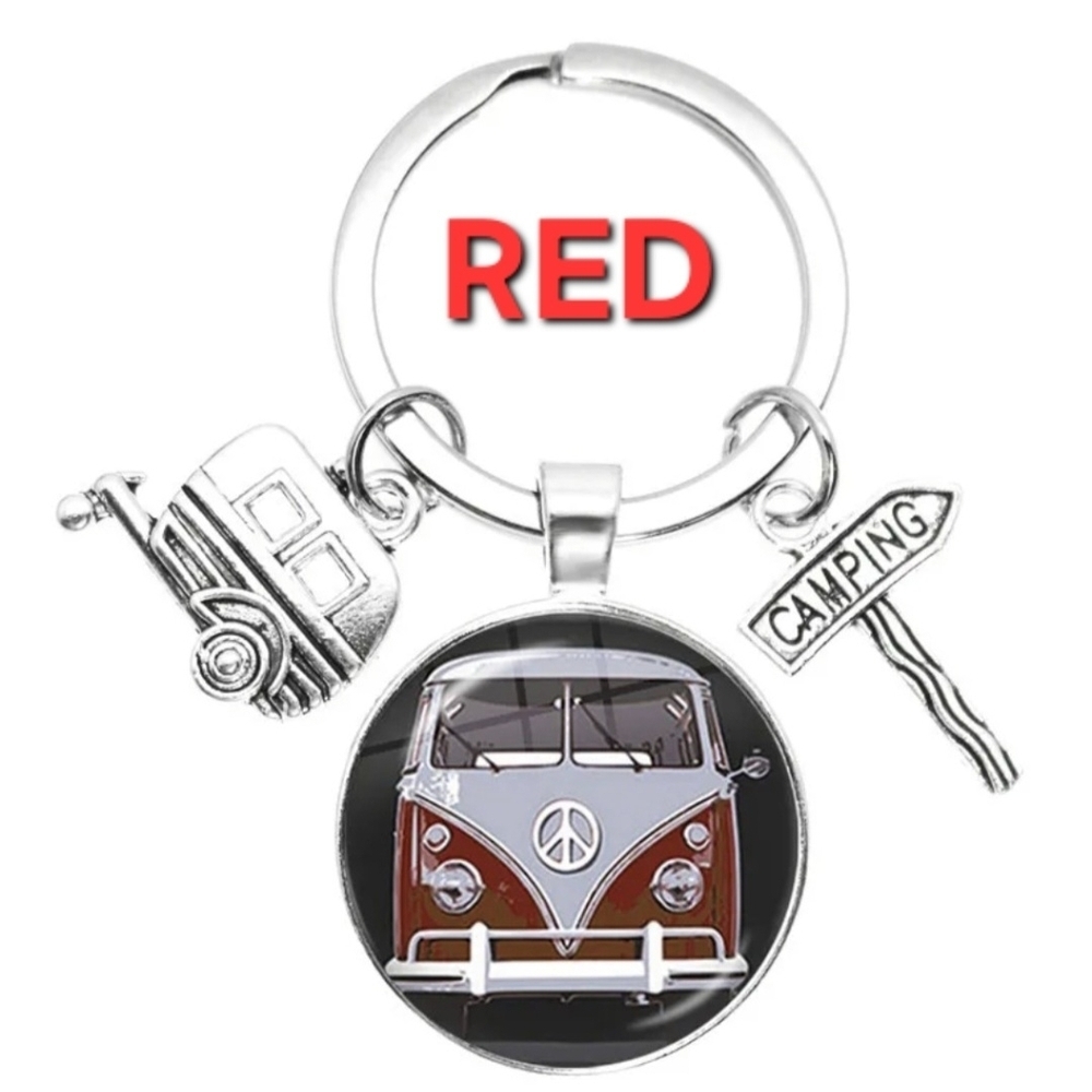 Keychain Retro Van Peace Sign Blue Red Yellow - Picture 10 of 14